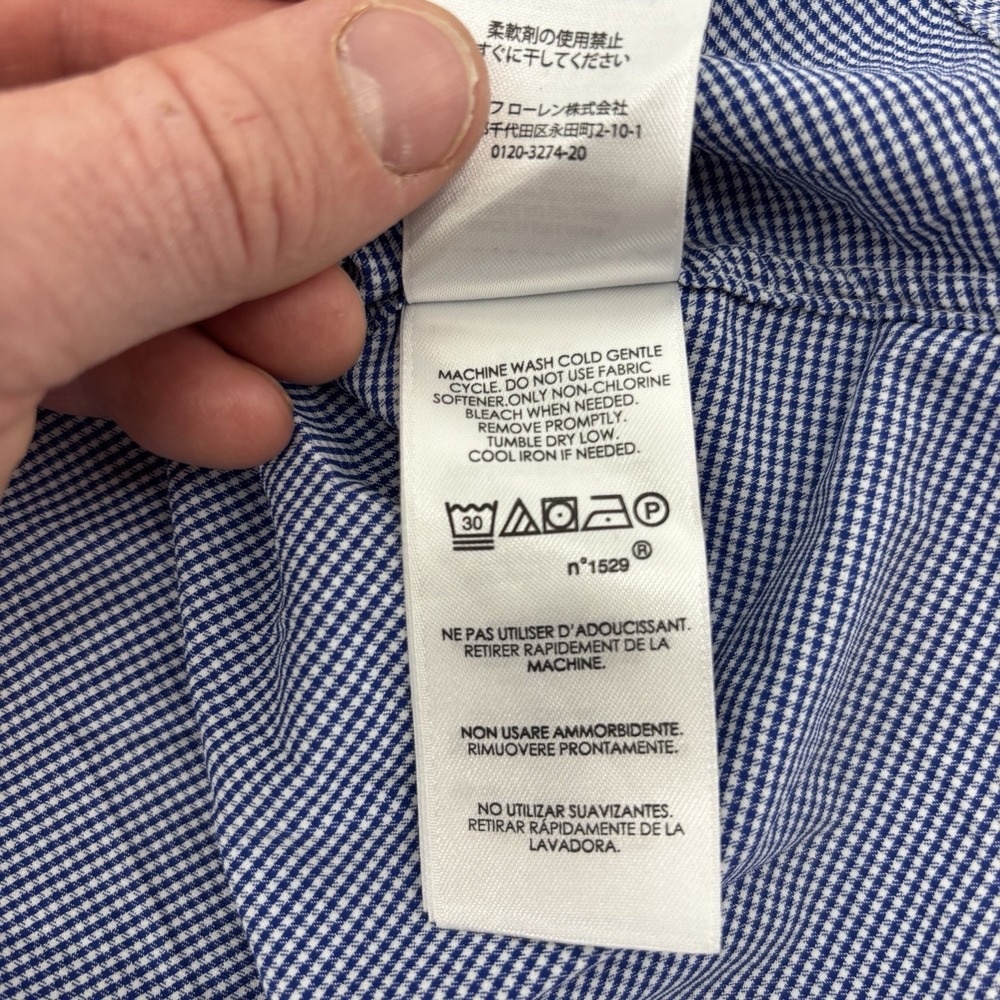 Polo Ralph Lauren Shirt Men's Small Blue Houndstooth Long Sleeve Button Down‎ - Picture 6 of 11